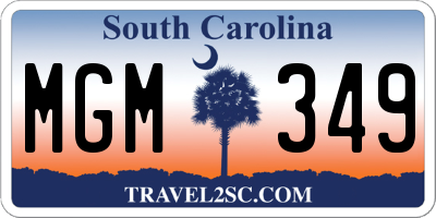 SC license plate MGM349