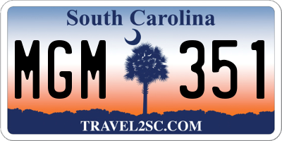 SC license plate MGM351