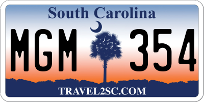 SC license plate MGM354