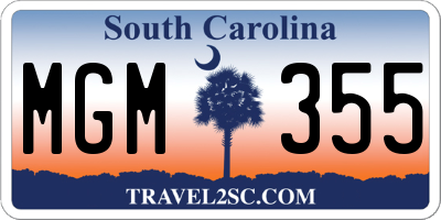 SC license plate MGM355