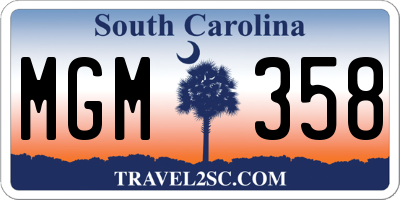 SC license plate MGM358