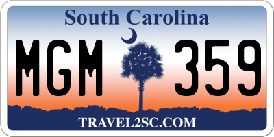 SC license plate MGM359