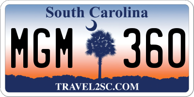 SC license plate MGM360