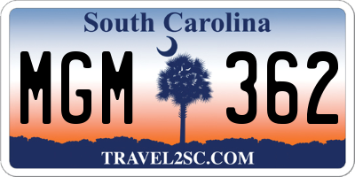 SC license plate MGM362