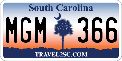 SC license plate MGM366