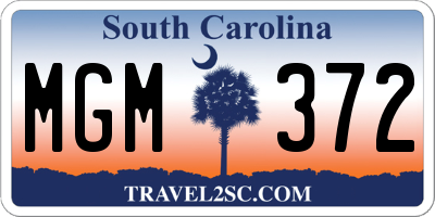 SC license plate MGM372