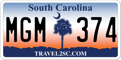 SC license plate MGM374