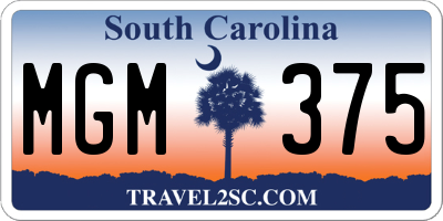 SC license plate MGM375