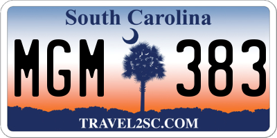 SC license plate MGM383