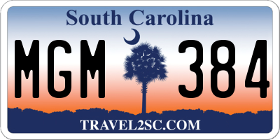 SC license plate MGM384