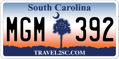 SC license plate MGM392