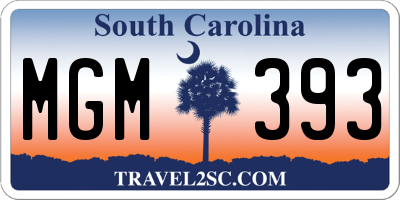 SC license plate MGM393