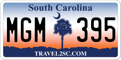 SC license plate MGM395