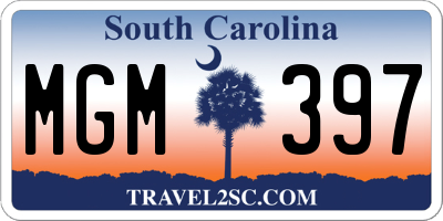 SC license plate MGM397