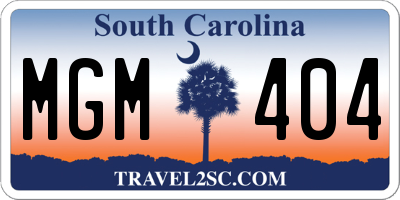 SC license plate MGM404