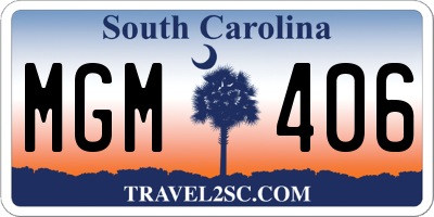 SC license plate MGM406