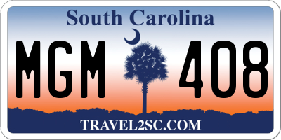 SC license plate MGM408