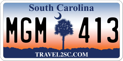 SC license plate MGM413