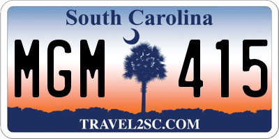 SC license plate MGM415