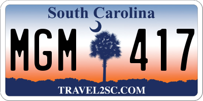SC license plate MGM417
