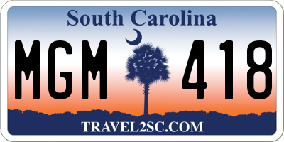 SC license plate MGM418