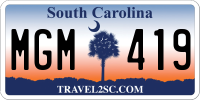 SC license plate MGM419