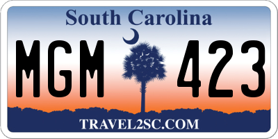 SC license plate MGM423