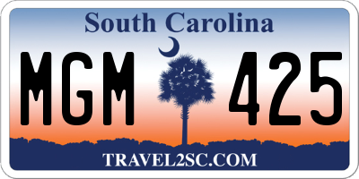 SC license plate MGM425