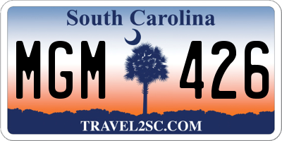 SC license plate MGM426