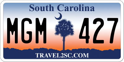 SC license plate MGM427