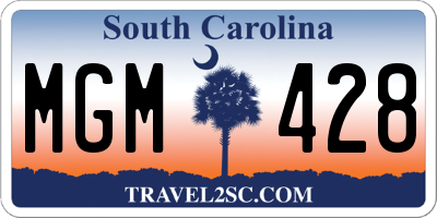 SC license plate MGM428