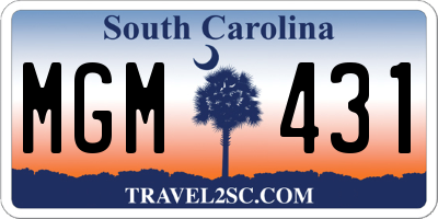 SC license plate MGM431
