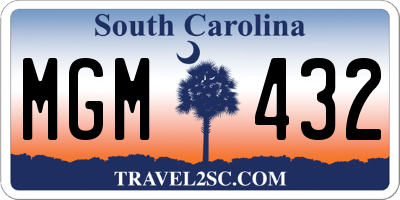 SC license plate MGM432