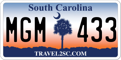 SC license plate MGM433