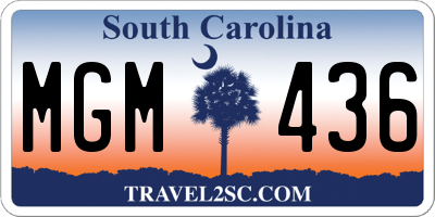 SC license plate MGM436