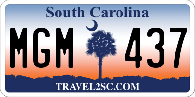 SC license plate MGM437