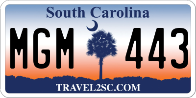 SC license plate MGM443