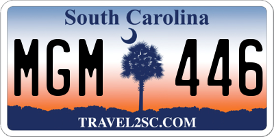SC license plate MGM446