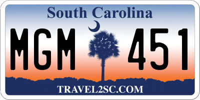SC license plate MGM451