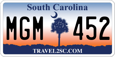 SC license plate MGM452