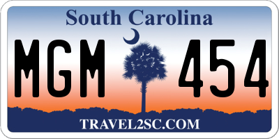 SC license plate MGM454