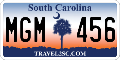 SC license plate MGM456