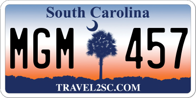 SC license plate MGM457