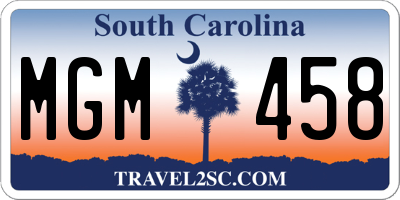 SC license plate MGM458