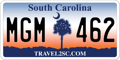 SC license plate MGM462