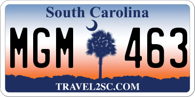 SC license plate MGM463