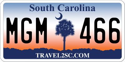 SC license plate MGM466