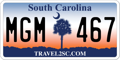 SC license plate MGM467