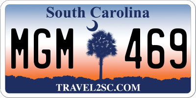 SC license plate MGM469