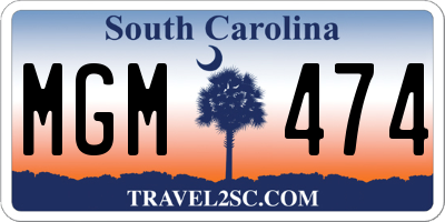 SC license plate MGM474